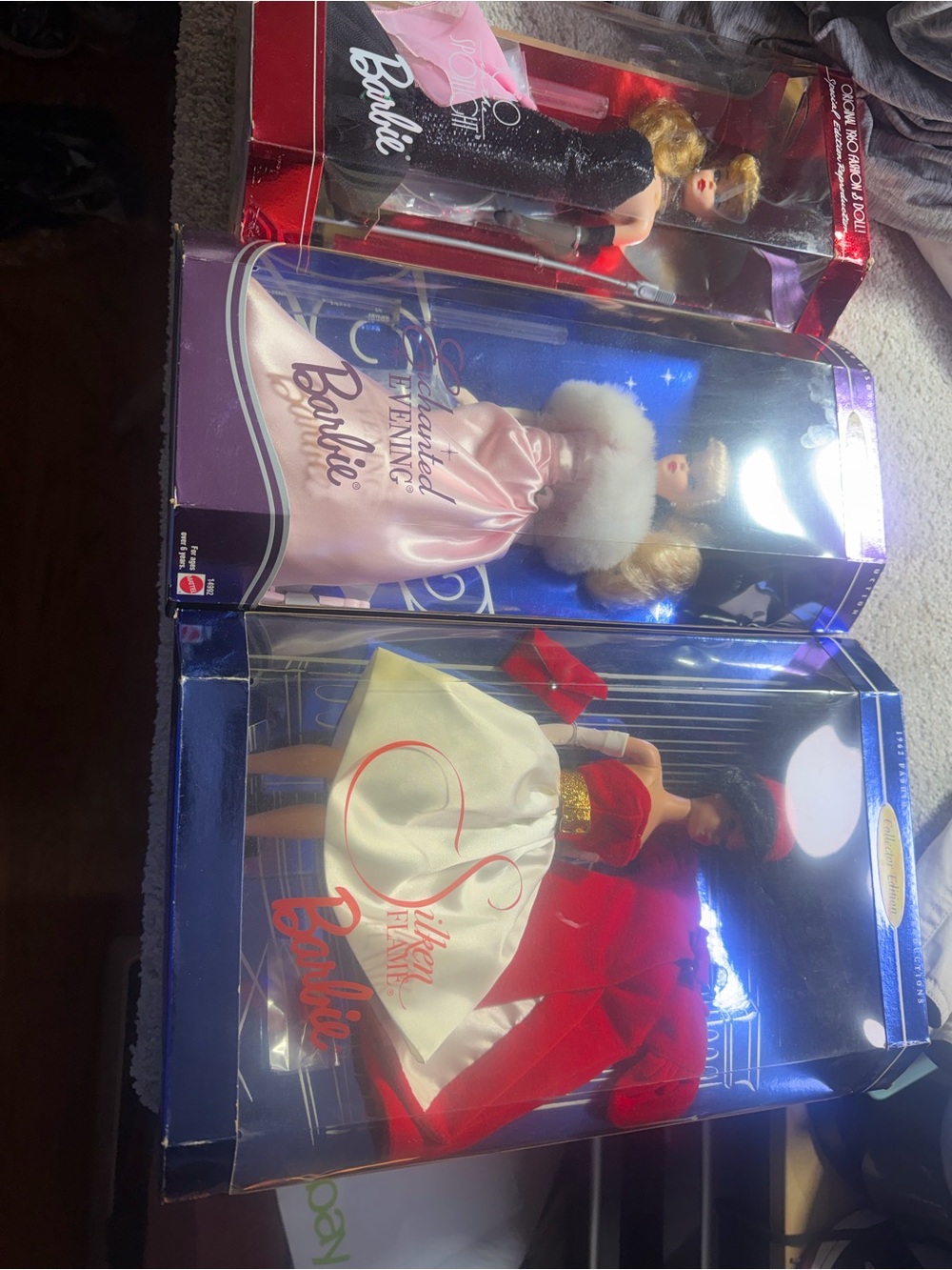 Barbie Lot of 3 Collector solo spotlight,Enchanted Evening, silken flame new